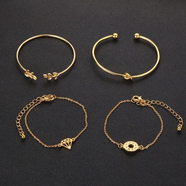 Tocona  T Fashion Bohemia Leaf Knot Hand Cuff Link Chain Charm Bracelet Bangle For Women Gold Bracelets Femme Jewelry 6115 Bracelets 8