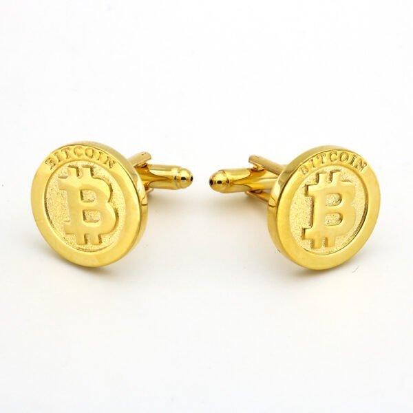 Men’s Gold Bitcoin Cufflinks Spot Business Accessories 6