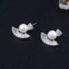 925 Silver Needle Stud Earrings Fashion Pearl Earrings 9