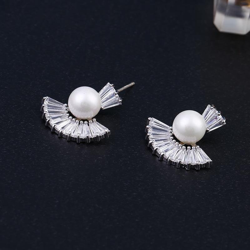 925 Silver Needle Stud Earrings Fashion Pearl Earrings 2