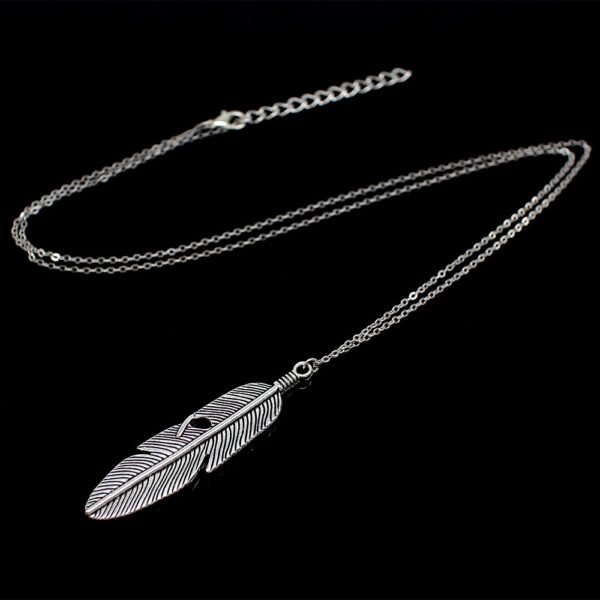 Simple feather necklace leaves long sweater chain clothing Necklaces 4