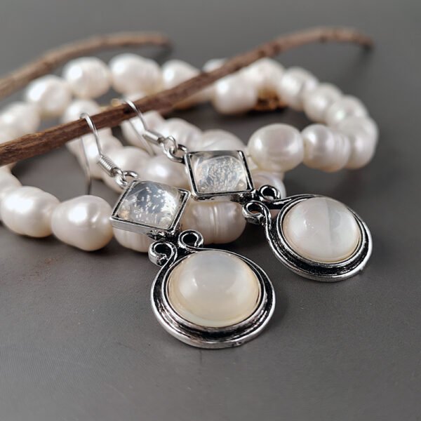 European and American creative Thai silver moonstone long earrings ear hooks Earrings 5