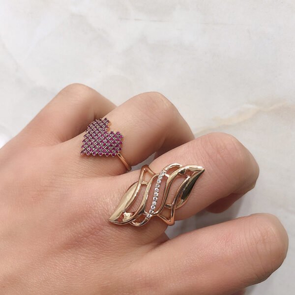 Zircon Rose Gold Hollow Flame Ring For Women Rings 3