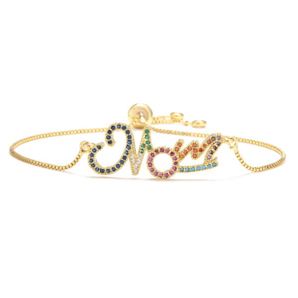 Gold Bracelet Personalized Color Zirconium MOM Jewelry Gift Bracelets 7