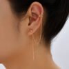 Geometric Tassel Earrings Women’s Long Diamond Inlaid New Fashion Net Red Temperament Earrings Face Show Thin Ear Line Jewelry Earrings 10