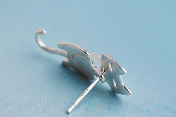 S925 Sterling Silver Stud Earrings Fashion Detachable Cat Fish Pin Studs Cute Comet Silver Earrings Earrings 8