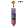Seven Chakra Natural Crushed Stone Hexagon Column Necklace Aura Pendant Necklaces 21