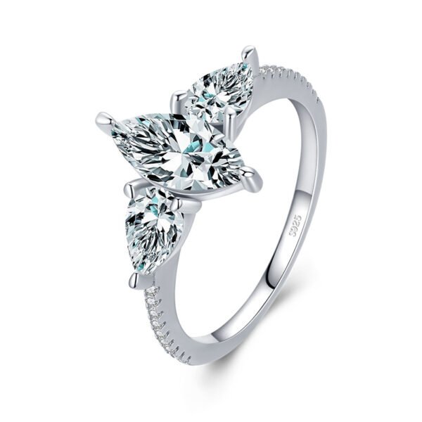 Fashion S925 Sterling Silver Simulation Diamond Bright Ring Rings 4