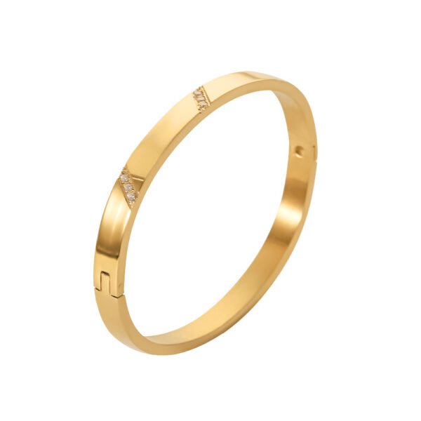 Women’s Versatile Bracelet Stainless Steel 18K Gold Twill Inlaid White Zircon Bracelets 9
