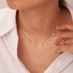 French Elegant INS Style Pearl Tassel Necklace 18K Gold Stainless Steel Necklace Ladies Temperament Collarbone Chain Necklaces