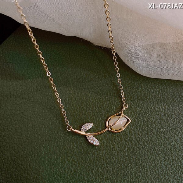 Rose Gold Clavicle Necklace Female Bow Knot Zircon Tassel Necklaces 7