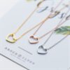 S925 Silver Women’s Fashion Sweet Simple Hollow Heart Necklace Necklaces 9