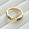 Japanese Retro Style S925 Silver Plating 14K Gold Green Olive Panther Ring Rings 16