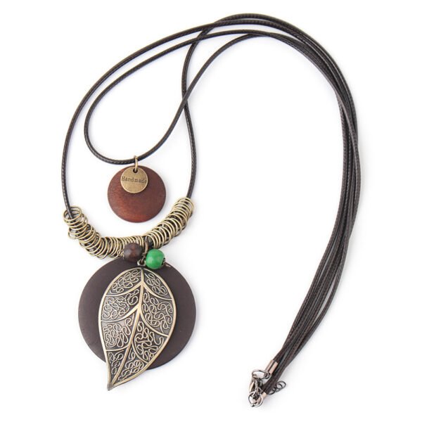 Personalized Pattern Leaf Pendant Long T-Shirt Chain Accessories 7