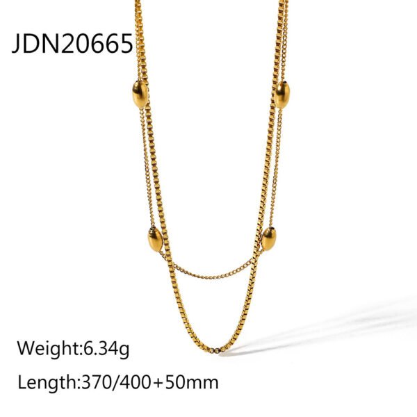 Gold Double Layer Oval Bead Necklace Fashion For Women Necklaces 10