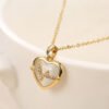 18K Gold Plated Stainless Steel Heart Pendant Necklace In Titanium Necklaces 9