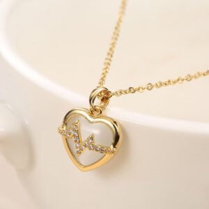 18K Gold Plated Stainless Steel Heart Pendant Necklace In Titanium Necklaces