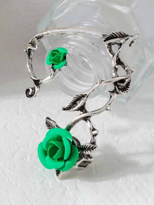 Flower-shaped Ear Buckle Alloy Texture Hollow Rubber Lacquer Rose Earrings Earrings 7