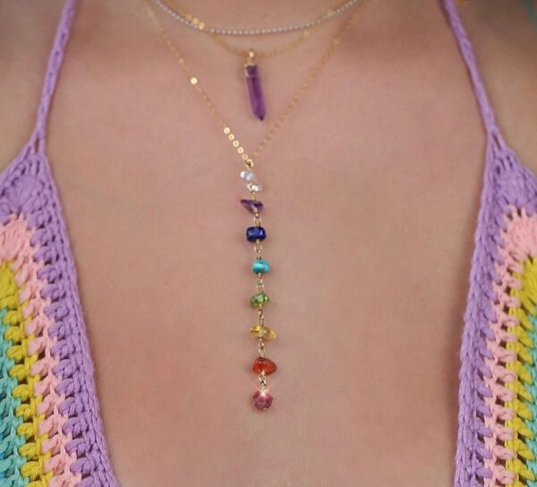 Foreign Trade Color Natural Crystal Gravel Handmade Winding Real Gold Plating Necklac Necklaces 7