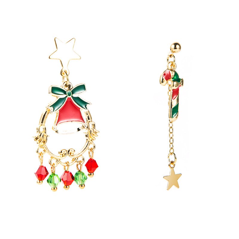 Christmas Series Alloy Dripping Christmas Cane Bells Tassel Earrings Women Christmas 5 Christmas Series Alloy Dripping Christmas Cane Bells Tassel Earrings Women Christmas 5
