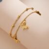 Titanium Steel Plated 14K Gold Butterfly Double-layer Room Beads Bracelet Female Bracelets 14