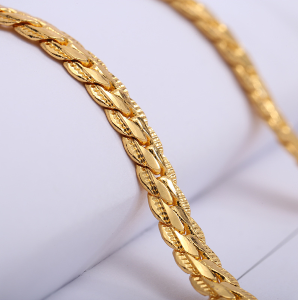 Men Necklace Gold Tone Snake Chain Necklaces 8