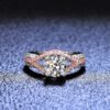 Mosan Diamond  Female Silver Ring Gold Exaggerated Two Colors Rings 12
