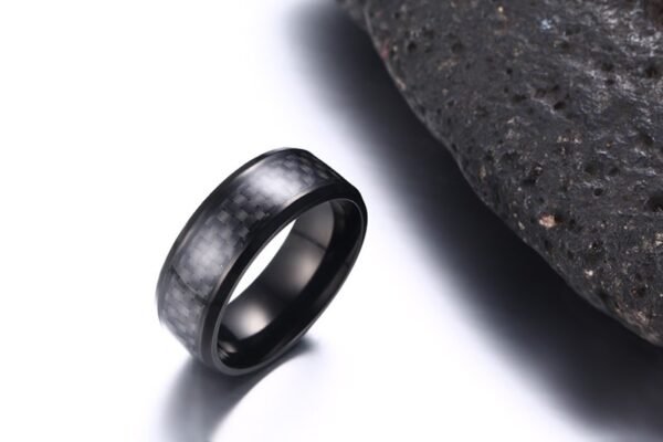 Black Carbon Fiber Inlay Men’s Wedding Brand Ring Stainless Steel Jewelry Dropshopping 8mm Rings 4