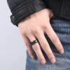 Black Carbon Fiber Inlay Men’s Wedding Brand Ring Stainless Steel Jewelry Dropshopping 8mm Rings 13