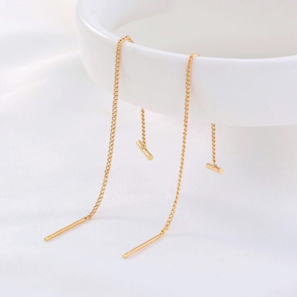 Gold Copper Tube T-tassel Earrings Earrings 7