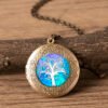 Vintage Tree of Life Antique Gold Photo Frame Locket Necklace Necklaces 15
