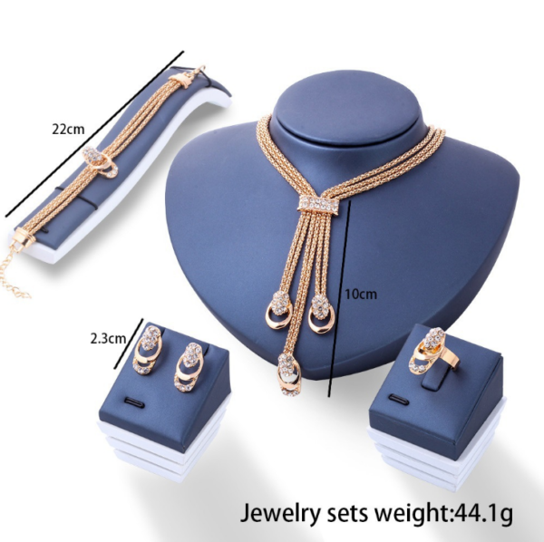 4 Piece Gold Crystal Necklace Set Necklaces 4