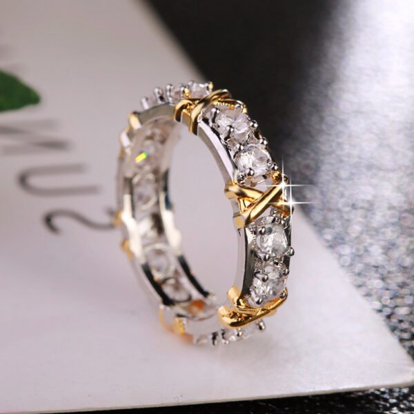 Women’s Gold Plated Sepia Set Zircon Ring Rings 8