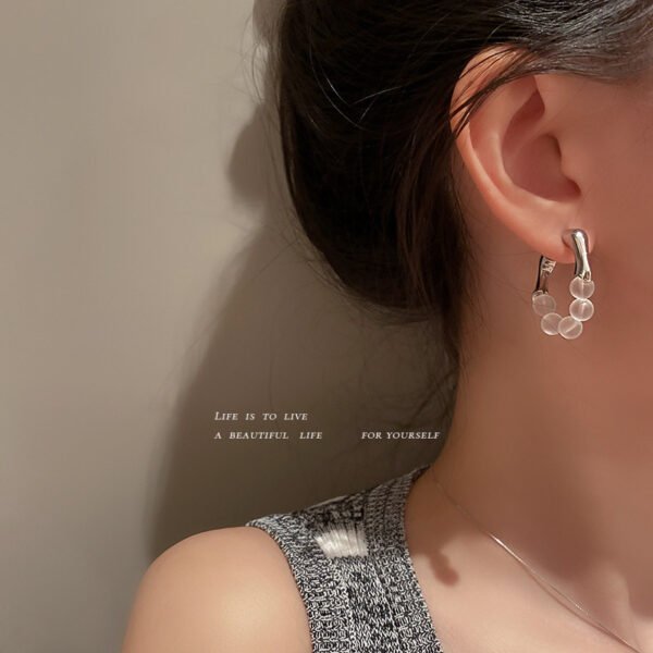 Korean Ins Wind Pearl Transparent Natural Stone Ears Earrings 6