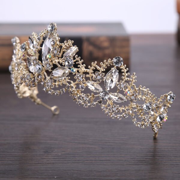New Fashion Baroque Luxury Crystal AB Bridal Crown Tiara Light Gold Tiara Tiaras for Women Bride Hair Wedding Accessories Accessories 8