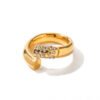 18K Gold Stainless Steel Diamond Dislocation Ring Rings 14