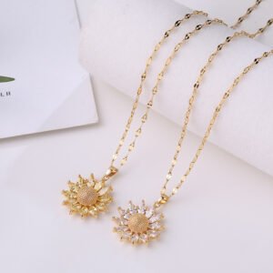Gold Zircon Sunflower Pendant Women’s Necklace Fashion Accessories Necklaces Gold Zircon Sunflower Pendant Women’s Necklace Fashion Accessories Necklaces