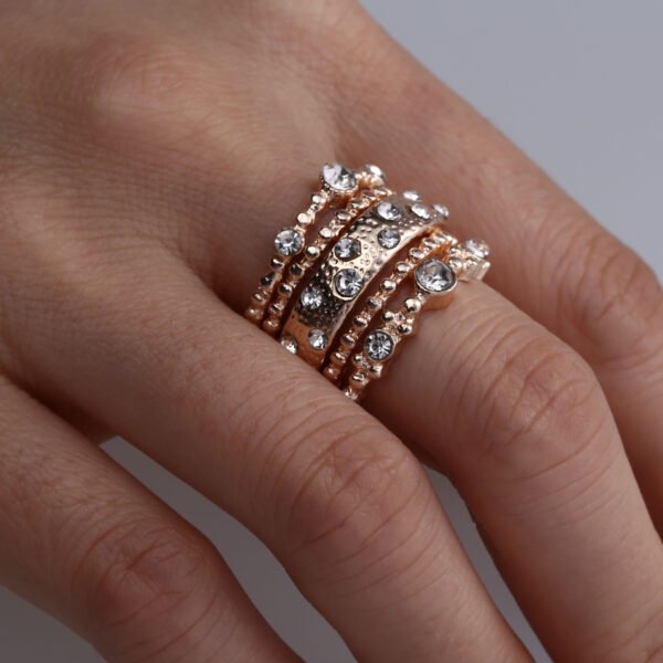 European And American Jewelry Rose Gold Stackable Diamonds Set Of Five Sets Of Rings BohemiaJ Rings 3