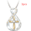 Cross Footprint Diamond Pendant Two Tone Necklaces 19