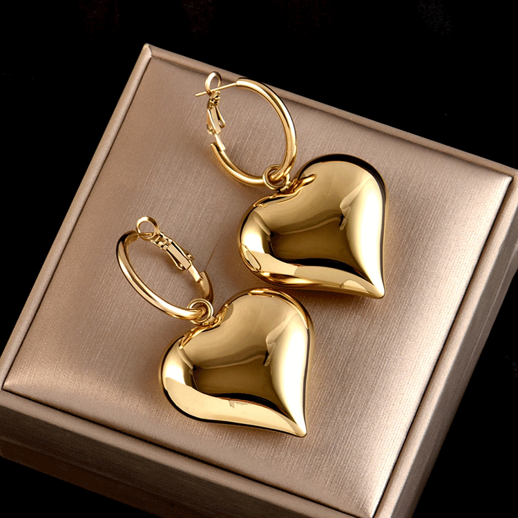 Exaggerated And Personalized Gold Love Heart Earrings Korean Style Earrings 5 Exaggerated And Personalized Gold Love Heart Earrings Korean Style Earrings 5
