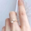 18k Gold Pearl Elastic Ring Au750 Color Gold Adjustable Rings 9