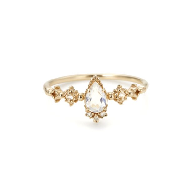 Silver Gold Plated Natural Blue Moonstone Ring Rings 5