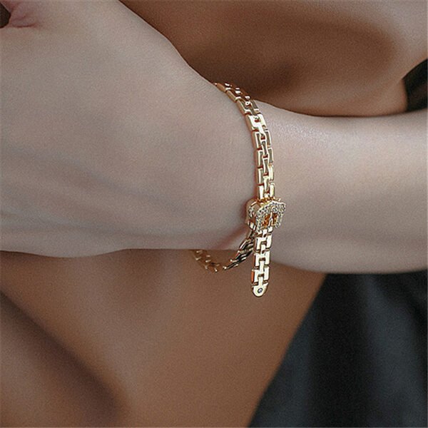Copper Gold-plated Micro-inlaid Zircon Bracelet Belt Buckle Chain Bracelets 3