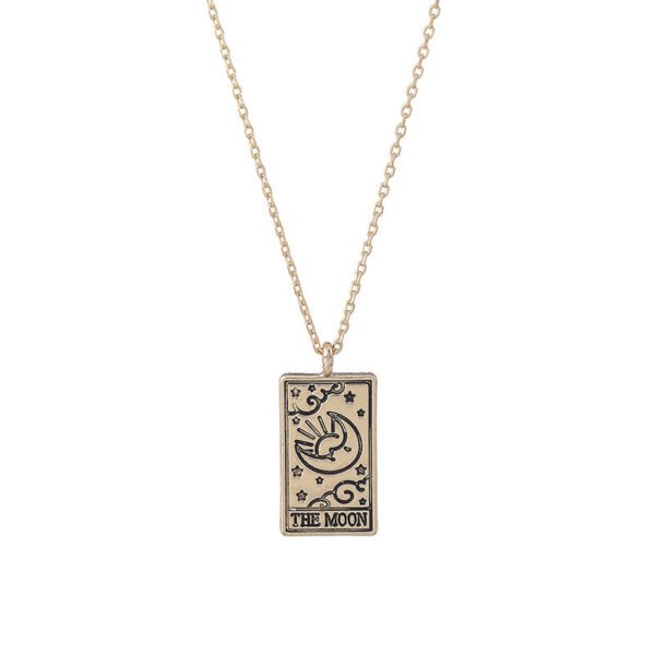 Tarot Pendant Necklace Vintage Tarot Collarbone Chain Gold Silver Necklaces 7