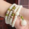 pure natural couple models white jade Bodhi 108 lotus Accessories 14