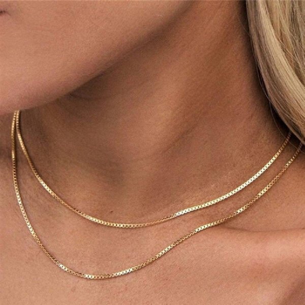 Box Chain Bare Gold Plated Necklace Stainless Steel Necklaces 3