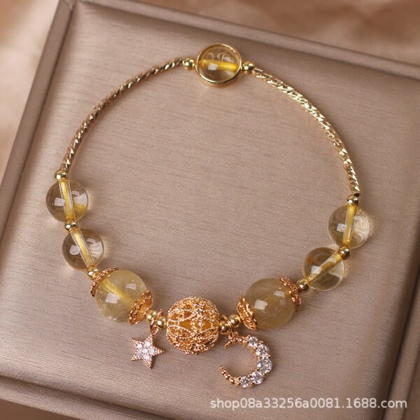 Natural Citrine Gold Gem Quartz Bracelet Women’s Light Luxury Star Moon Crystal Accessories Bracelets 12
