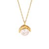 Stainless Steel 18K Gold Plating Concave-convex Metal Baroque Pearl Pendant Necklace Necklaces 18