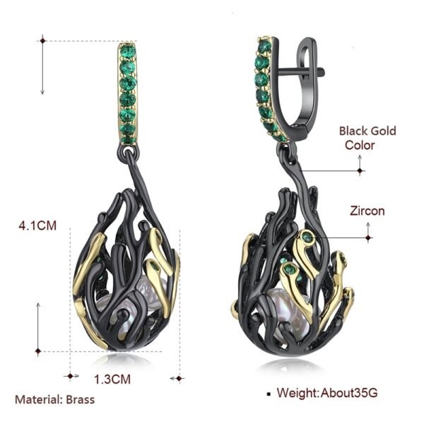 Women’s Personalized Black Gold-plated Party Earrings With Green Zircon Earrings 6