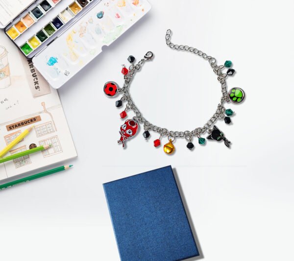 Ladybug Superhero And Cat Bracelet Charm With Crystal Bead Bangle For Kids Cosplay Adjustable Jewelry Bracelets 7